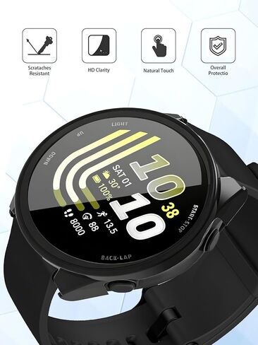 Case for Garmin Forerunner 70/170,WUNIAK Hard PC Screen Protector for Forerunner 70/170 Smartwatch,9H Tempered Glass Ultra-Thin Full-Coverage Shockproof Bumper,(Black) in Kuwait