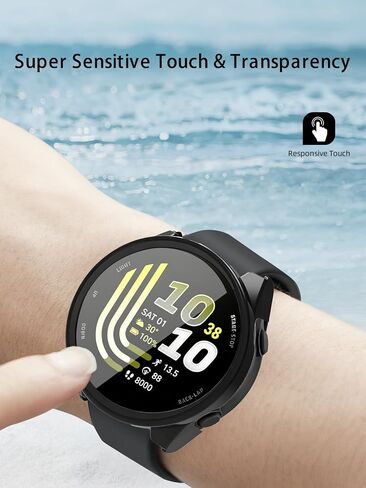 Case for Garmin Forerunner 70/170,WUNIAK Hard PC Screen Protector for Forerunner 70/170 Smartwatch,9H Tempered Glass Ultra-Thin Full-Coverage Shockproof Bumper,(Black) in Kuwait