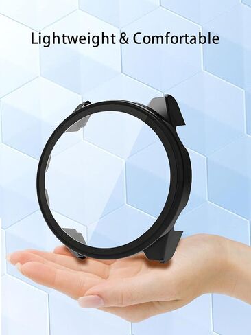 Case for Garmin Forerunner 70/170,WUNIAK Hard PC Screen Protector for Forerunner 70/170 Smartwatch,9H Tempered Glass Ultra-Thin Full-Coverage Shockproof Bumper,(Black) in Kuwait