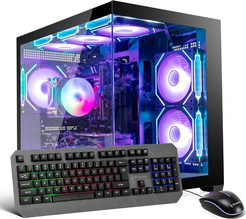 Gaming PC Desktop – Ryzen 7 5800X up to 4.7GHz, RTX 3070 8GB GDDR6, 16GB DDR4 RAM, 1TB NVMe SSD, WiFi 6 + BT 5.4, 9 ARGB Fans, 650W PSU, Windows 11, RGB Keyboard & Mouse in Kuwait