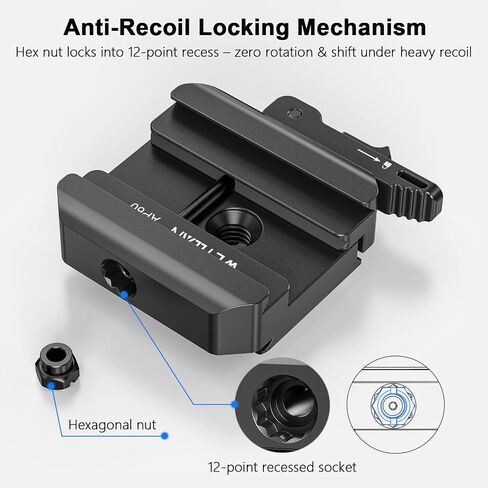 WEYLLAN AP60 Quick Release Clamp, 2-in-1 Arca-Swiss & Picatinny Adapter with Safety Lock, Anti-Recoil Anti-Shift, Tool-Free Tension & QD Socket for Ball Head Stem or Direct Arca Clamp Mount in Kuwait