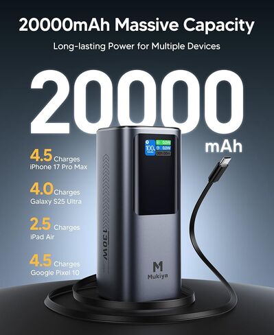 Mukiya 20000mAh Laptop Power Bank with Retractable Cable & Stand in Kuwait