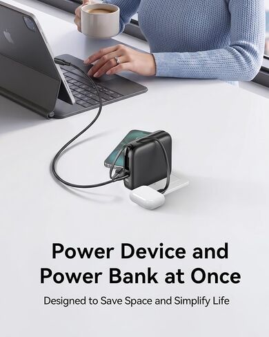 Portable Charger 20000mAh 22.5W Power Bank Built in Cable and Wall Plug in Kuwait