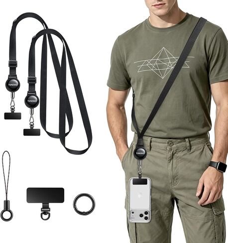 TiMOVO 2 Pack Anti-Theft Retractable Phone Lanyard Breakaway, Black in Kuwait