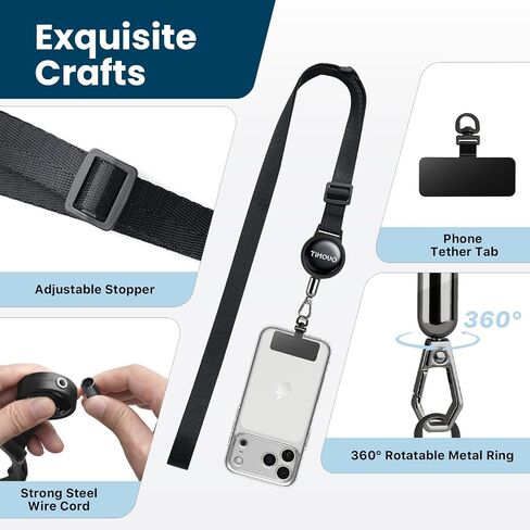 TiMOVO 2 Pack Anti-Theft Retractable Phone Lanyard Breakaway, Black in Kuwait