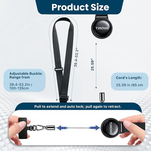 TiMOVO 2 Pack Anti-Theft Retractable Phone Lanyard Breakaway, Black in Kuwait