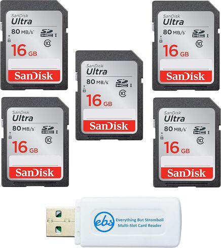 SanDisk 16GB Ultra SD Memory Card Class 10 (5 Pack) SDSDUNC-016G-GN6IN in Kuwait