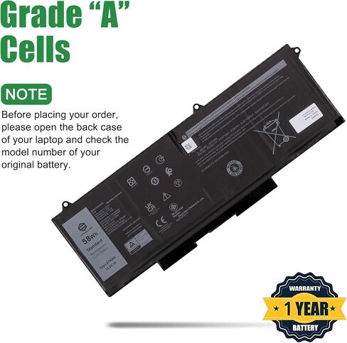 07KRV CPX-H4PVC 58Wh Laptop Battery Replacement for Dell Latitude 5530 5430 5530 7330 7430 7530 Precision 3570 P104F P104F005 P104F006 P137G Series 0H4PVC H4PVC O7KRV Y86WG 15.2V 3625mAh in Kuwait