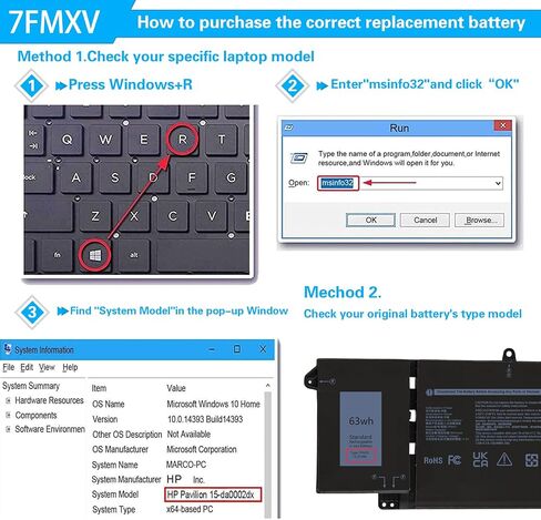 7FMXV 9JM71 4M1JN 63WH Laptop Battery for Dell Latitude 7320 7420 7520 5320 5320 Latitude 5320 2-in-1/7320 2-in-1/7420 2-in-1 P133G P134G P135G P136G P138G P139G P110F 727CG 1PP63 HDGJ8 MHR4G TN2GY in Kuwait