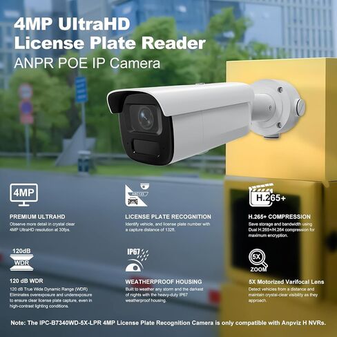 Anpviz License Plate Recognition/LPR PoE Camera, 2.7-13.5mm Motorized Lens in Kuwait