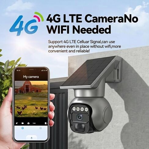 4G LTE Cellular Solar Security Cameras,5MP,24/7 Recording,Talk-Through Camera,AI Motion Detection,Built in SIM Card,One-Key Alarm, Motion Detection & Motion Tracking. in Kuwait
