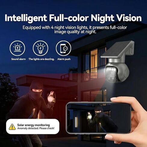 4G LTE Cellular Solar Security Cameras,5MP,24/7 Recording,Talk-Through Camera,AI Motion Detection,Built in SIM Card,One-Key Alarm, Motion Detection & Motion Tracking. in Kuwait