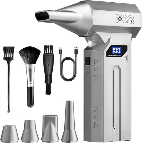 Compressed Air Duster, 150000RPM Powerful Electric Air Duster, 4-Gears Adjustable Cordless Air Blower with LED Light, Rechargeable Dust Blower for Computer, Keyboard, Outdoor in Kuwait