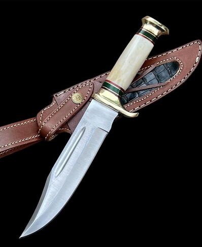 Poshland Handmade Damascus Steel Bowie Hunting Knife with Solid Perfect Grip Handle in Kuwait