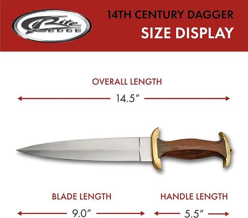 SZCO Full Tang Hunting Knife 15 Inch - 14th Century Dagger Knife with Brown Wood Handle, Stainless Steel Blade & Sheath - Pocket Knife for Hunting, Cutting & Outdoor uses - Knives for Men in Kuwait