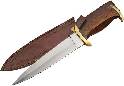 SZCO Full Tang Hunting Knife 15 Inch - 14th Century Dagger Knife with Brown Wood Handle, Stainless Steel Blade & Sheath - Pocket Knife for Hunting, Cutting & Outdoor uses - Knives for Men in Kuwait
