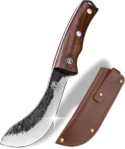 Forged Wide Skinning Knife - Handmade Viking Boning Bushcraft Blade for Hunting and Kitchen - Full Tang with Wooden Handle - Gift for Chefs Hunters Home resturant and Outdoors Enthusiasts in Kuwait