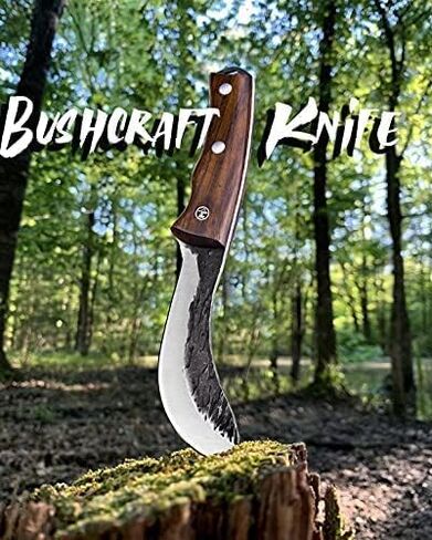 Forged Wide Skinning Knife - Handmade Viking Boning Bushcraft Blade for Hunting and Kitchen - Full Tang with Wooden Handle - Gift for Chefs Hunters Home resturant and Outdoors Enthusiasts in Kuwait