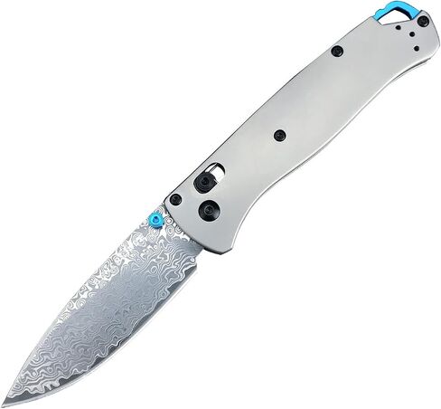 Titanium Folding Pocket Knife, 3.15-inch Damascus Steel Blade and Titanium Alloy Handle, with Pocket Clip,for Outdoor and Camping in Kuwait