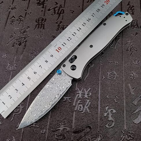 Titanium Folding Pocket Knife, 3.15-inch Damascus Steel Blade and Titanium Alloy Handle, with Pocket Clip,for Outdoor and Camping in Kuwait