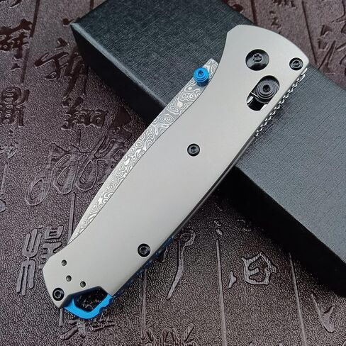Titanium Folding Pocket Knife, 3.15-inch Damascus Steel Blade and Titanium Alloy Handle, with Pocket Clip,for Outdoor and Camping in Kuwait