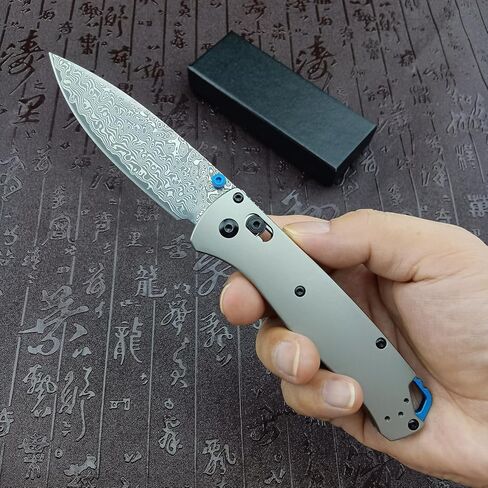 Titanium Folding Pocket Knife, 3.15-inch Damascus Steel Blade and Titanium Alloy Handle, with Pocket Clip,for Outdoor and Camping in Kuwait