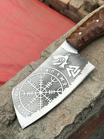 Handmade Mini Cleaver Fixed Blade Heavy Duty Sharp Kitchen Kinife with Sheath Butcher Knife for Chopping Hand Forged HC Steel for Home Outdoor Camping Cleaver Chef knife OC-CK-9978 in Kuwait