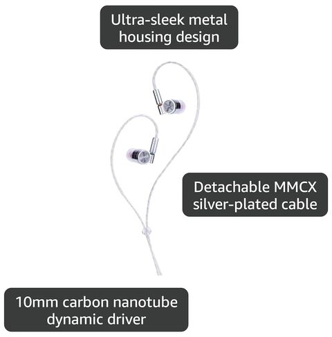 TINHIFI T4 Wired in-Ear Monitor for Musicians and Producers, 10mm Carbon Nanotube Driver, Neutral Tuning, Clear Sound and Balanced Bass, Detachable MMCX Silver-Plated Cable in Kuwait