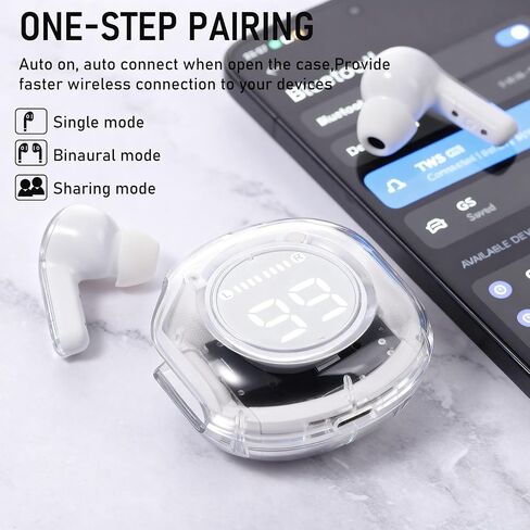 Wireless Bluetooth Earbuds 2-Pack, Black + White Dual Color, with Charging Case, Crisp Call Quality, Quick Pairing for iPhone Android, Lightweight for Gym, Running & Daily Listening in Kuwait