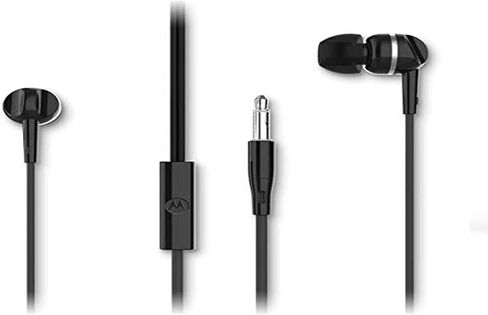 Motorola Wired Earbuds with Microphone - Earbuds 105 Corded in-Ear Headphones, Control Button for Calls/Music, Comfortable Lightweight Easy-Grip Ear Buds, Clear Bass Sound, Noise Isolation - Black in Kuwait
