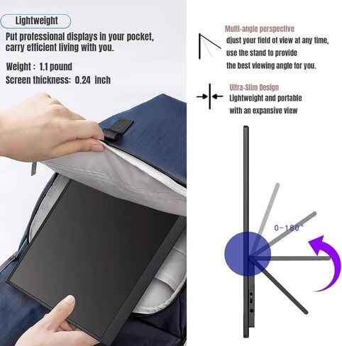 14" 4K Portable Monitor, USB-C & HDMI for Laptop & Travel in Kuwait