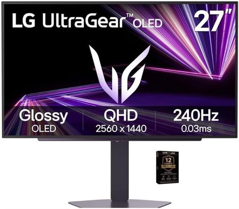 LG Ultragear 27 Inch QHD OLED Gaming Monitor 2650x1440 240Hz 0.03ms NVIDIA G Sync AMD FreeSync Premium Pro 400 HDMI 2.1 DisplayPort Includes 12 Month CPS Protection Plan Enhanced Game Experience in Kuwait