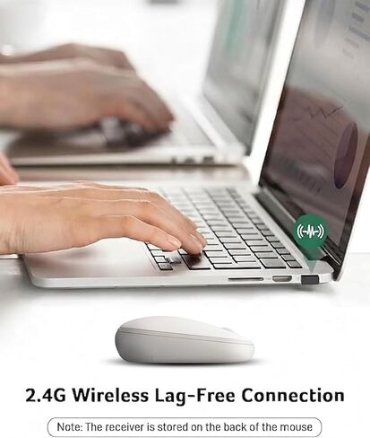 Acer Computer Mouse Wireless, 2.4G Slim USB Wireless Mice with USB-A Receiver, 1600 DPI Optical, Laptop Mouse with Plug and Play for Right/Left Handed Users (for Chromebooks, Windows PC & Mac) White in Kuwait