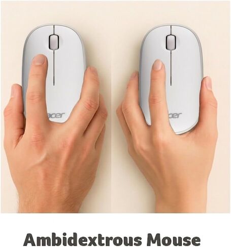 Acer Computer Mouse Wireless, 2.4G Slim USB Wireless Mice with USB-A Receiver, 1600 DPI Optical, Laptop Mouse with Plug and Play for Right/Left Handed Users (for Chromebooks, Windows PC & Mac) White in Kuwait