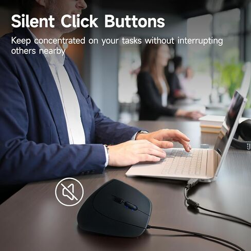 SANWA Wired Ergonomic Vertical Mouse, Silent Click & Remap with Software in Kuwait