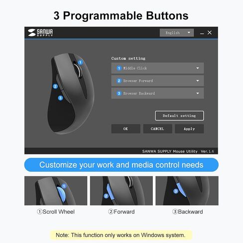 SANWA Wired Ergonomic Vertical Mouse, Silent Click & Remap with Software in Kuwait