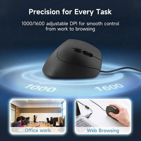 SANWA Wired Ergonomic Vertical Mouse, Silent Click & Remap with Software in Kuwait