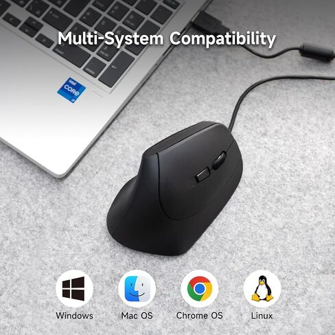 SANWA Wired Ergonomic Vertical Mouse, Silent Click & Remap with Software in Kuwait