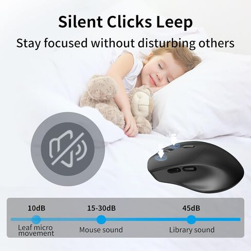 2.4G Silent Ergonomic Wireless Side Button Mouse Black in Kuwait