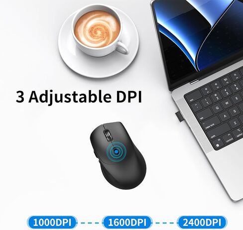 2.4G Silent Ergonomic Wireless Side Button Mouse Black in Kuwait