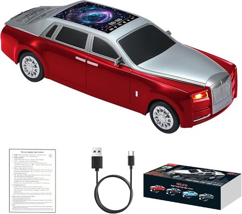 WSTER WS-610 Luxury Sedan Bluetooth Speaker with Starry Display (Red) in Kuwait