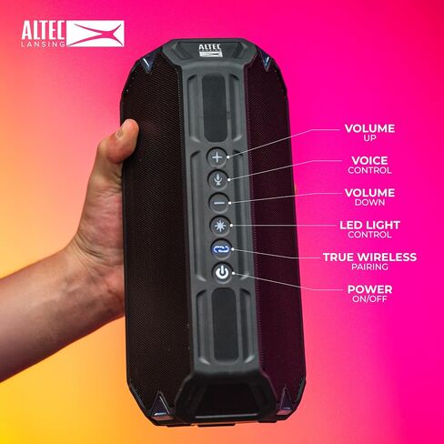 Altec Lansing HydraBoom Everythingproof Wireless Speaker, Multicolor LED Lights, Built-in Qi Wireless Charging in Kuwait