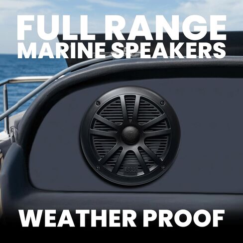 BOSS 6.5" 360W Dual Cone Black Marine Boat Outdoor Audio Speakers, 4pk | MR6B in Kuwait