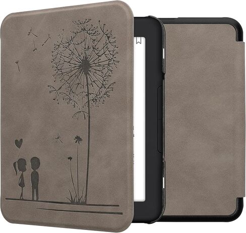 kwmobile Cover Compatible with Barnes & Noble Nook Glowlight 4 / 4e Cover - eReader Case - Dandelion Love Grey in Kuwait