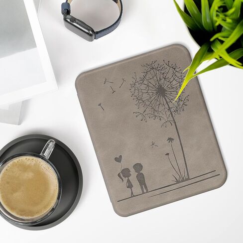 kwmobile Cover Compatible with Barnes & Noble Nook Glowlight 4 / 4e Cover - eReader Case - Dandelion Love Grey in Kuwait