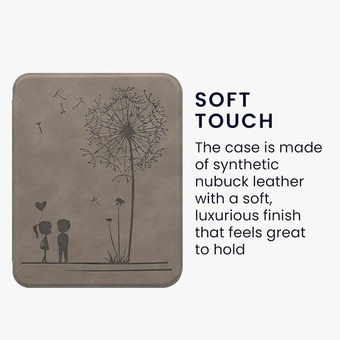kwmobile Cover Compatible with Barnes & Noble Nook Glowlight 4 / 4e Cover - eReader Case - Dandelion Love Grey in Kuwait