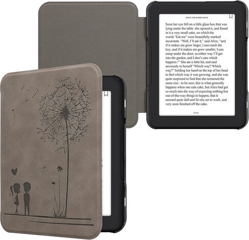 kwmobile Cover Compatible with Barnes & Noble Nook Glowlight 4 / 4e Cover - eReader Case - Dandelion Love Grey in Kuwait