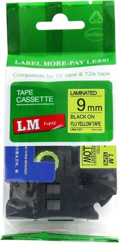 LM Tapes - Premium 1.5" (36mm) Black on Reflective Silver Compatible TZe P-Touch Tape for use with Brother PT-9500PC, PT9500PC, PT9500, PT-9500 Label Maker Includes Tape Size/Color Guide. in Saudi Arabia