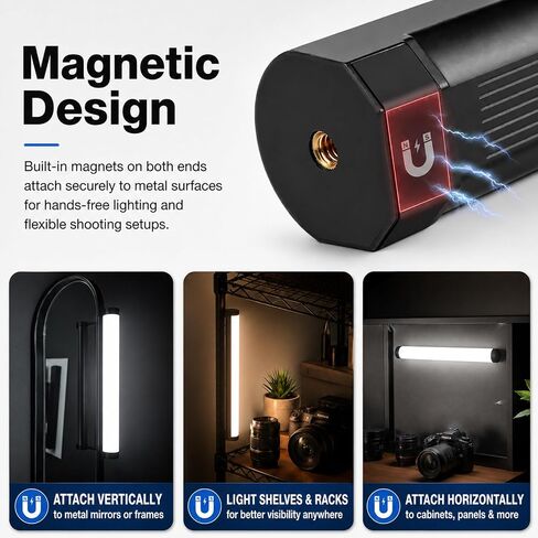 PULUZ 12" Magnetic RGB LED Light Stick CRI95 Dimmable Fill Light 3000mAh in Kuwait
