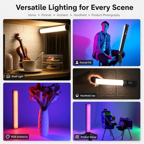 PULUZ 12" Magnetic RGB LED Light Stick CRI95 Dimmable Fill Light 3000mAh in Kuwait